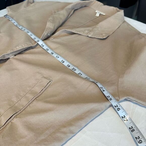 Eileen Fisher Organic Cotton / Hemp Khaki Tan Jacket Button Snap Front Pockets - Picture 7 of 10